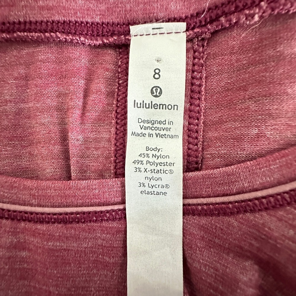 Lululemon Sweat Embrace Long Sleeve Top Size 8 Heathered Misty Merlot Gym Active - Picture 7 of 9